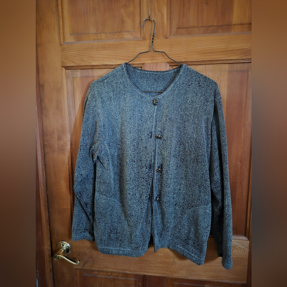 Gray Green Button-Up Cardigan Recycled Wool
